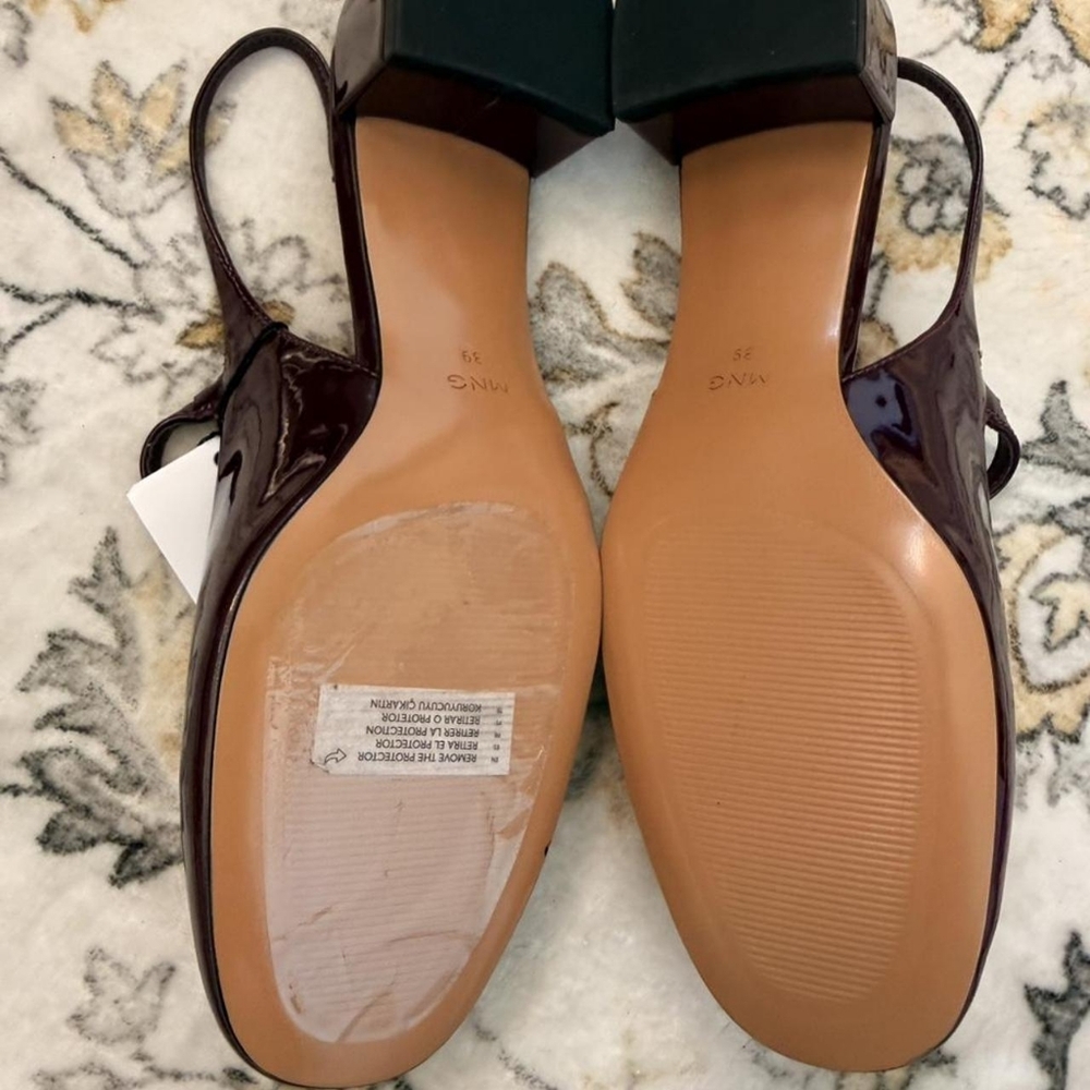 Mango Burgundy and Purple Patent Round Toe Slingback Heels - Picture 5 of 7